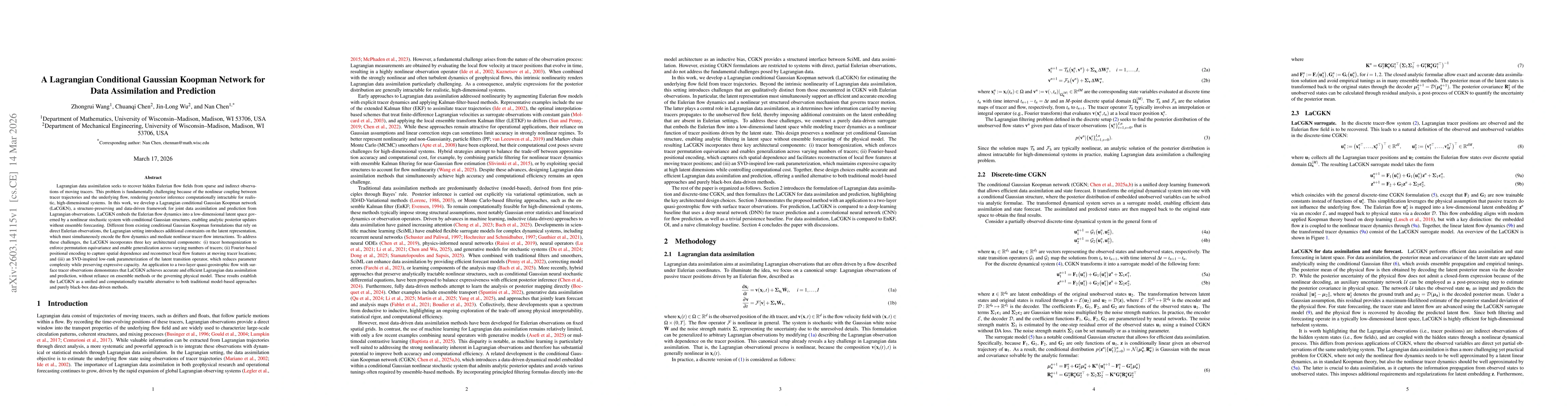 Thumbnail for A Lagrangian Conditional Gaussian Koopman Network for Data Assimilation and Prediction