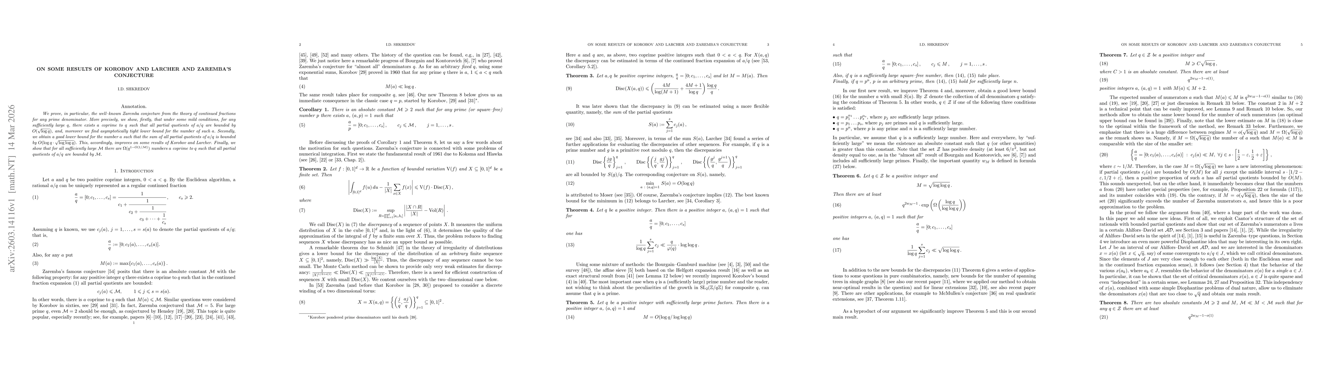 Thumbnail for On some results of Korobov and Larcher and Zaremba's conjecture