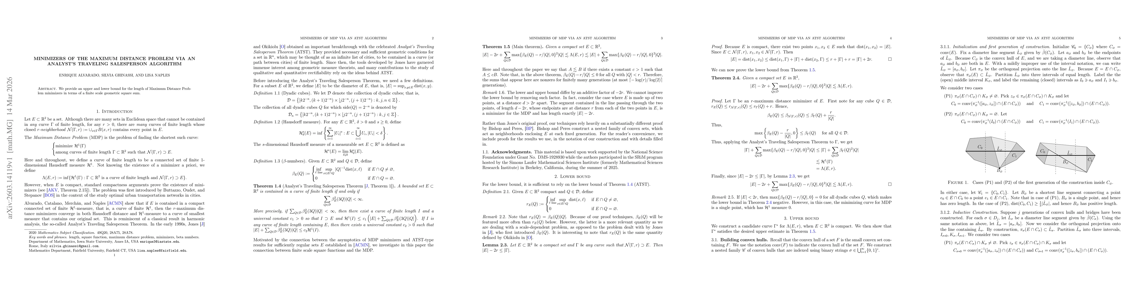 Thumbnail for Minimizers of the Maximum Distance Problem via an Analyst's Traveling Salesperson Algorithm