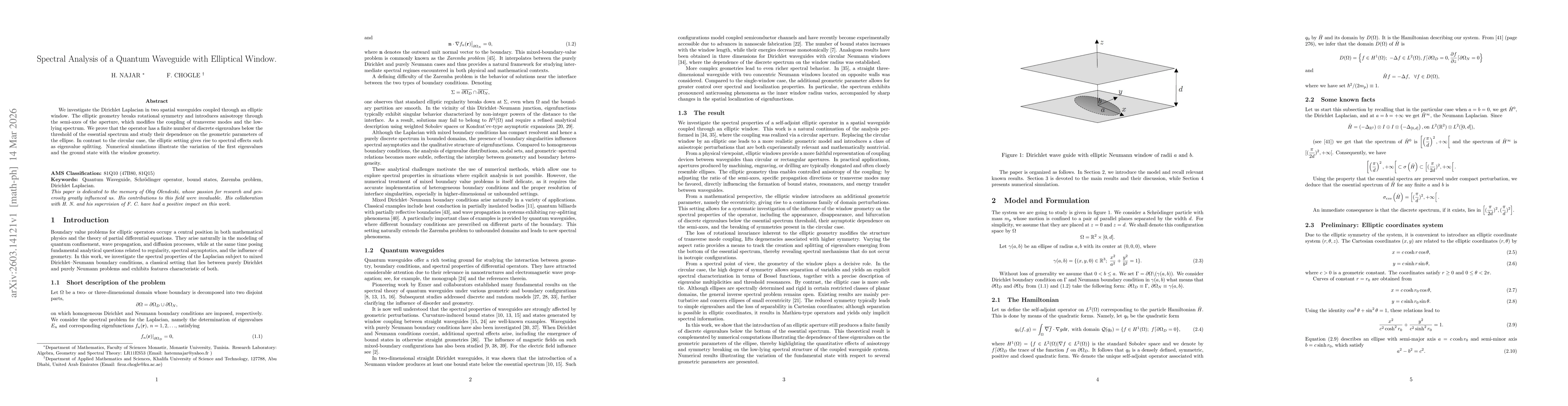 Thumbnail for Spectral Analysis of a Quantum Waveguide with Elliptical Window