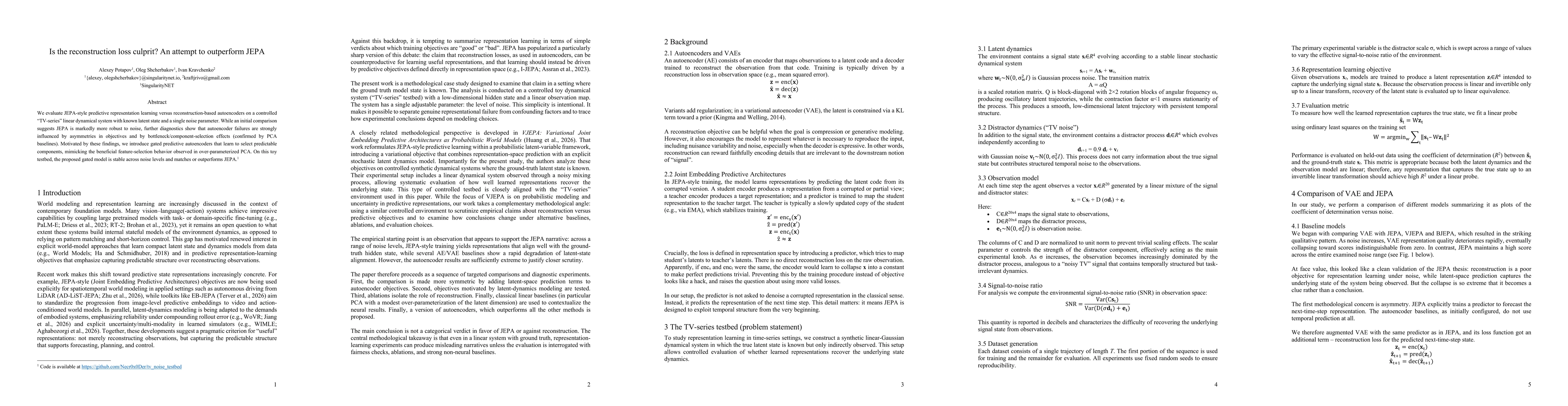 Thumbnail for Is the reconstruction loss culprit? An attempt to outperform JEPA