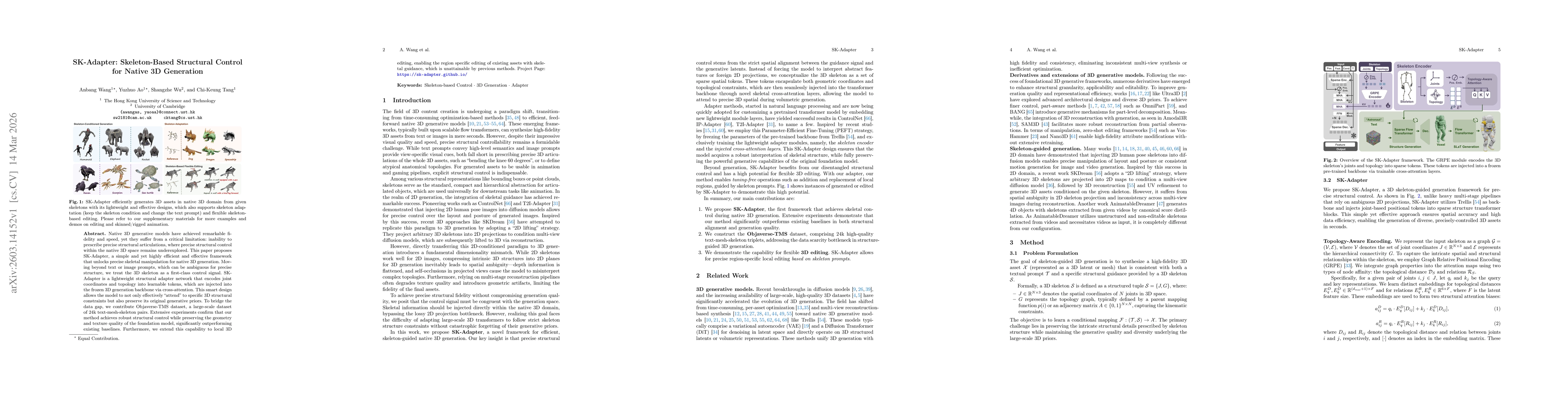 Thumbnail for SK-Adapter: Skeleton-Based Structural Control for Native 3D Generation