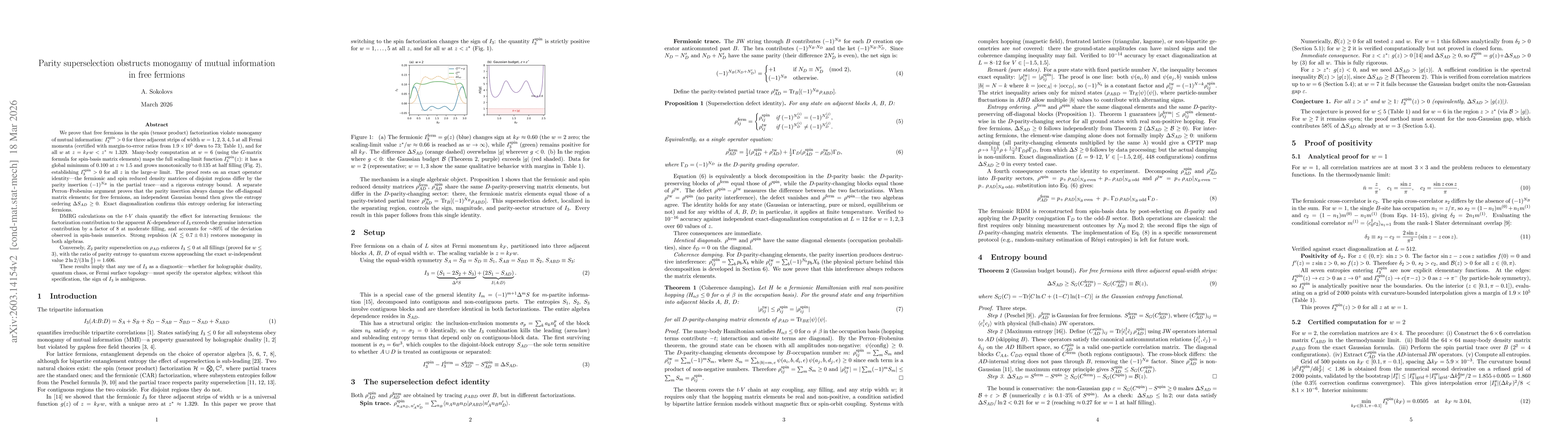 Thumbnail for Parity superselection obstructs monogamy of mutual information in free fermions