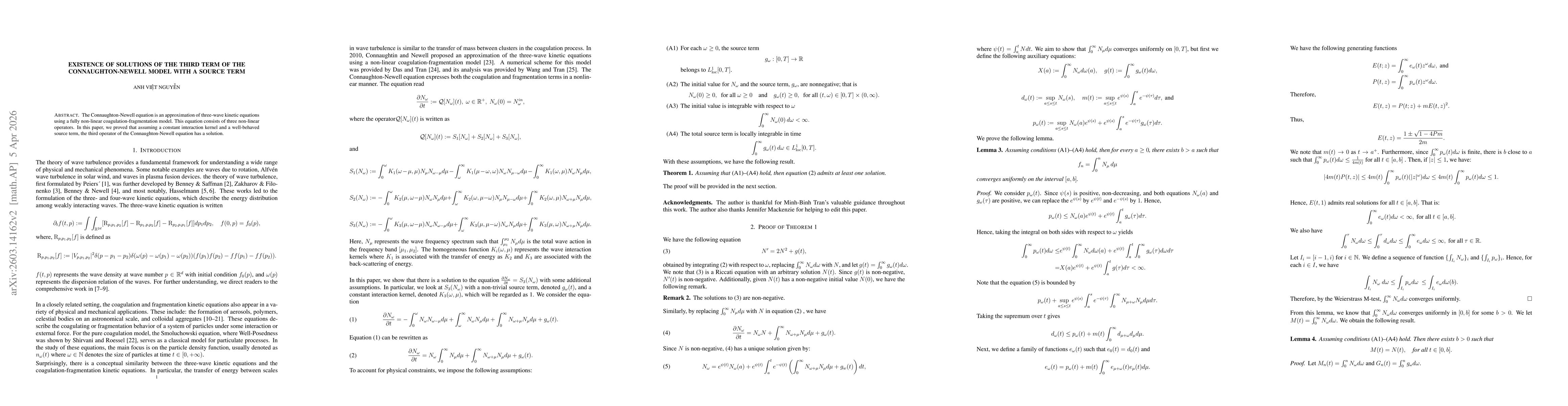 Thumbnail for Existence of Solutions of the third term of the Connaughton-Newell Model with a source term