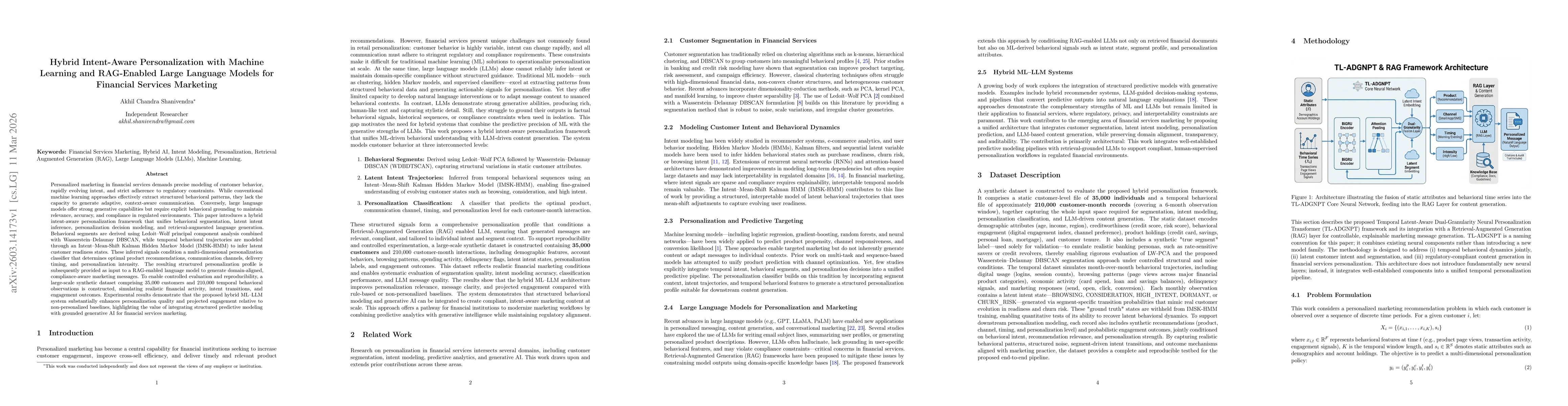 Thumbnail for Hybrid Intent-Aware Personalization with Machine Learning and RAG-Enabled Large Language Models for Financial Services Marketing