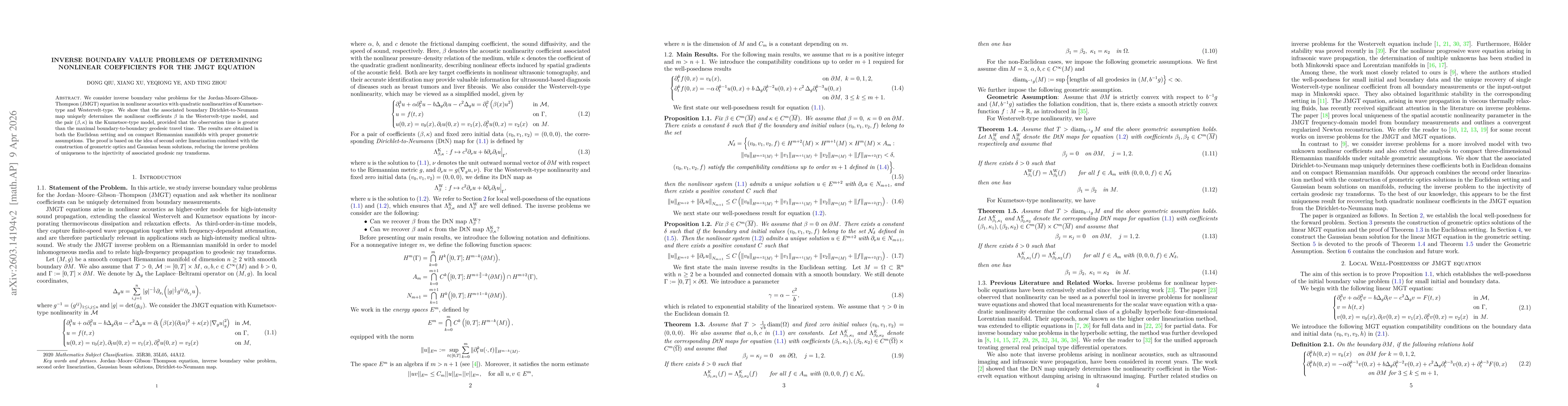 Thumbnail for Inverse boundary value problems of determining nonlinear coefficients for the JMGT equation