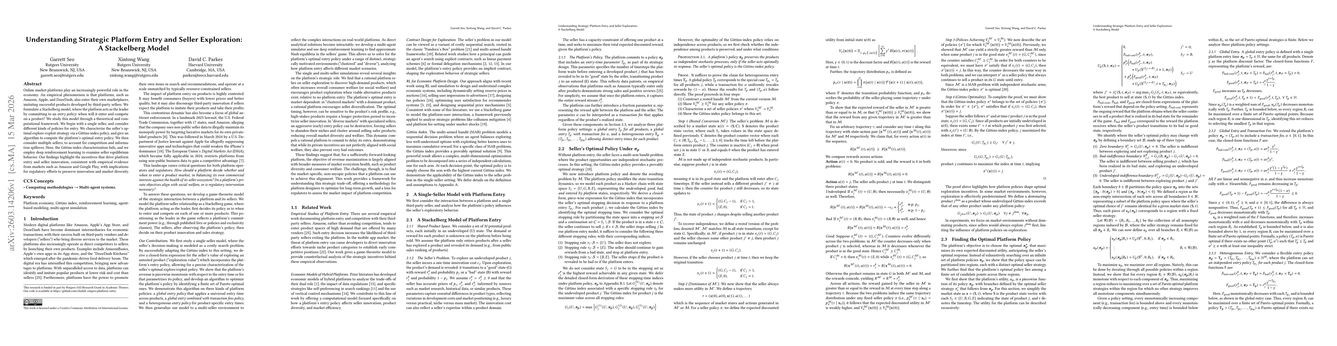 Thumbnail for Understanding Strategic Platform Entry and Seller Exploration: A Stackelberg Model