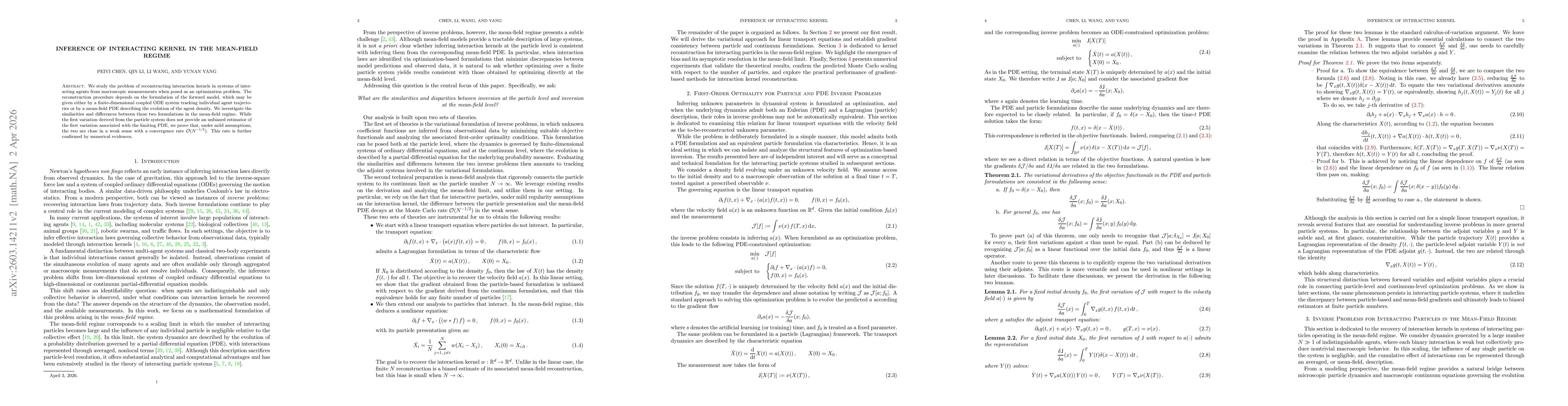 Thumbnail for Inference of interacting kernel in the mean-field regime
