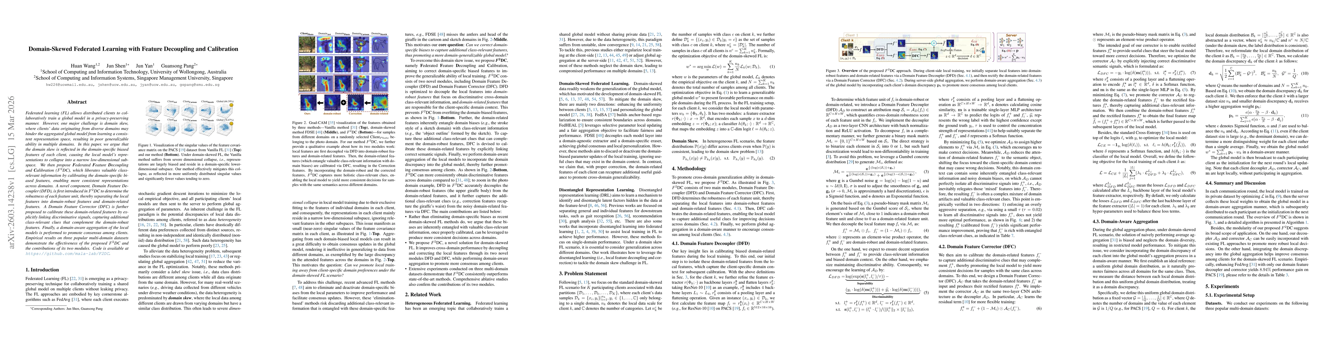 Thumbnail for Domain-Skewed Federated Learning with Feature Decoupling and Calibration