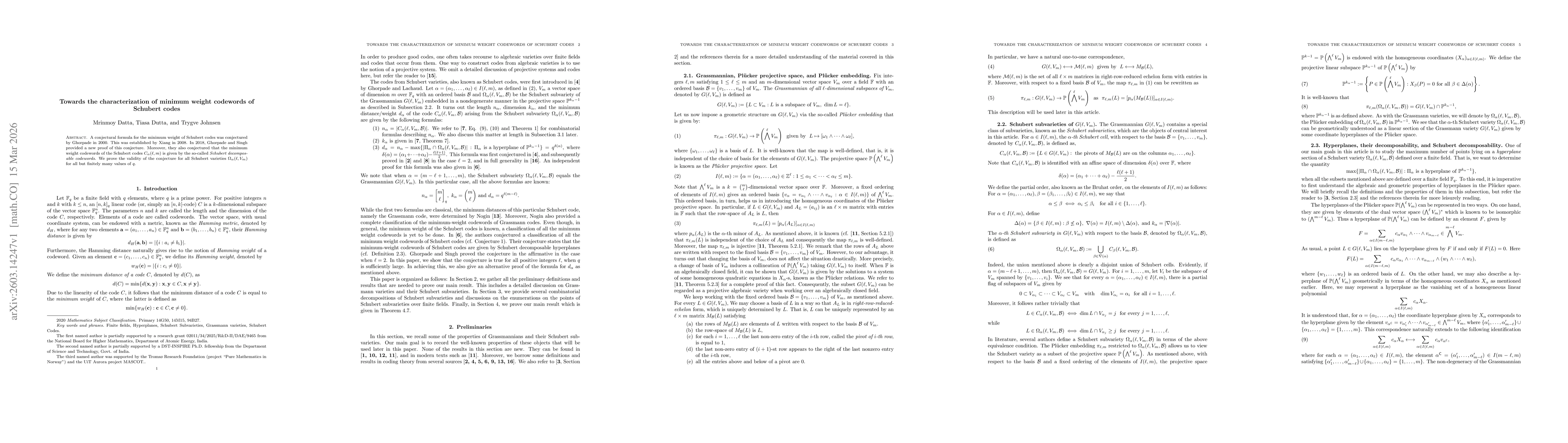 Thumbnail for Towards the characterization of minimum weight codewords of Schubert codes