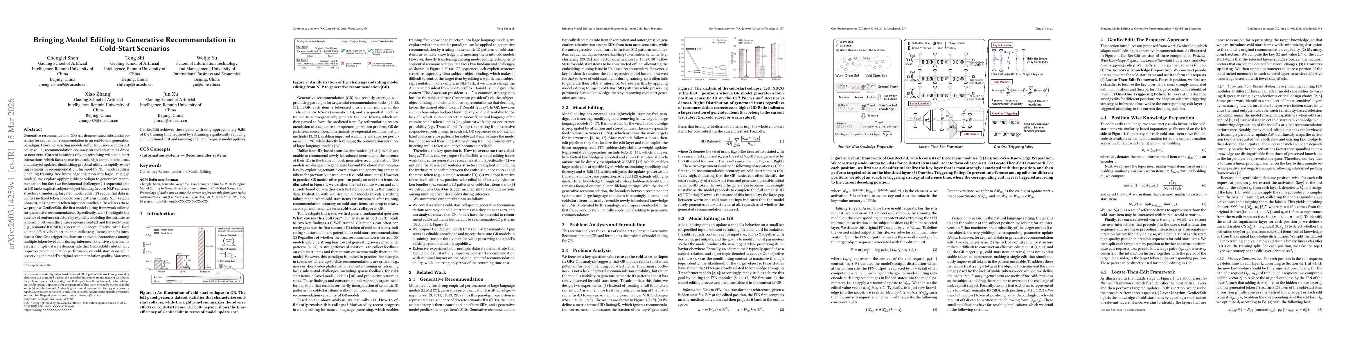 Thumbnail for Bringing Model Editing to Generative Recommendation in Cold-Start Scenarios