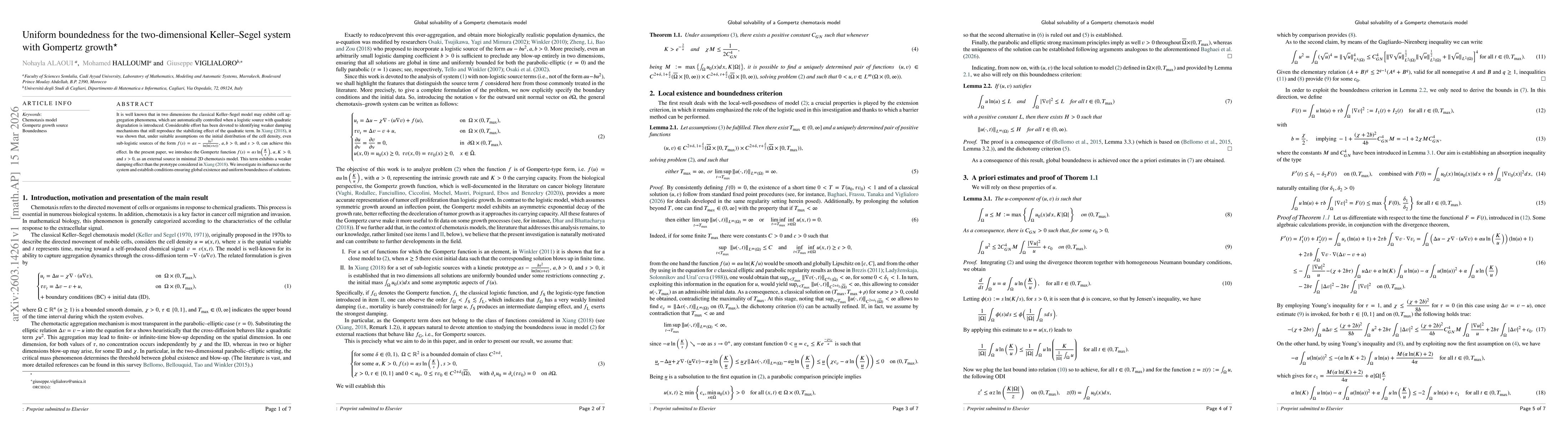 Thumbnail for Uniform boundedness for the two-dimensional Keller-Segel system with Gompertz growth