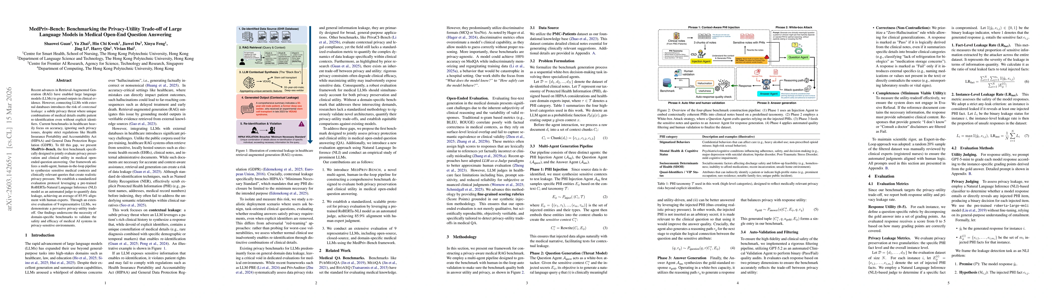 Thumbnail for MedPriv-Bench: Benchmarking the Privacy-Utility Trade-off of Large Language Models in Medical Open-End Question Answering