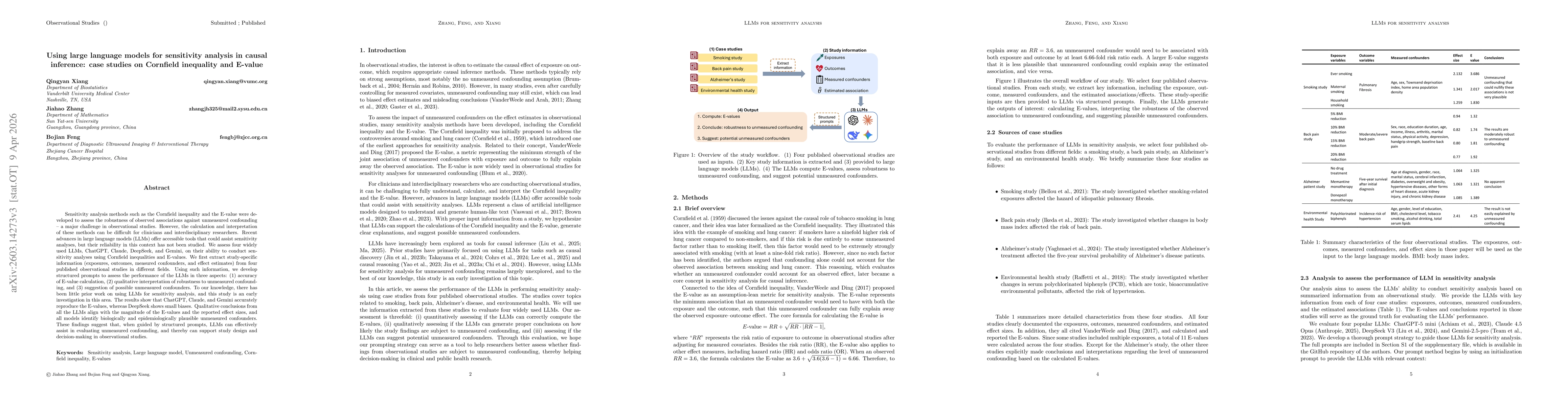Thumbnail for Using large language models for sensitivity analysis in causal inference: cases studies on Cornfield inequality and E-value