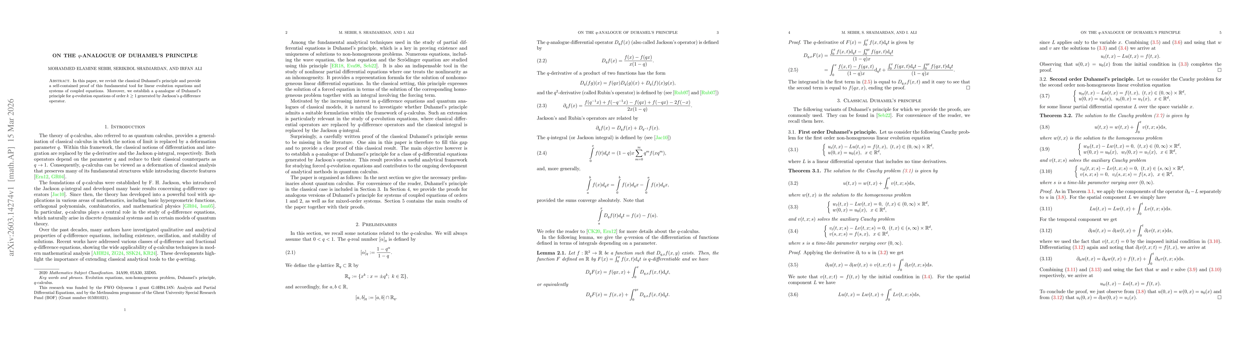 Thumbnail for On the $q$-analogue of Duhamel's principle