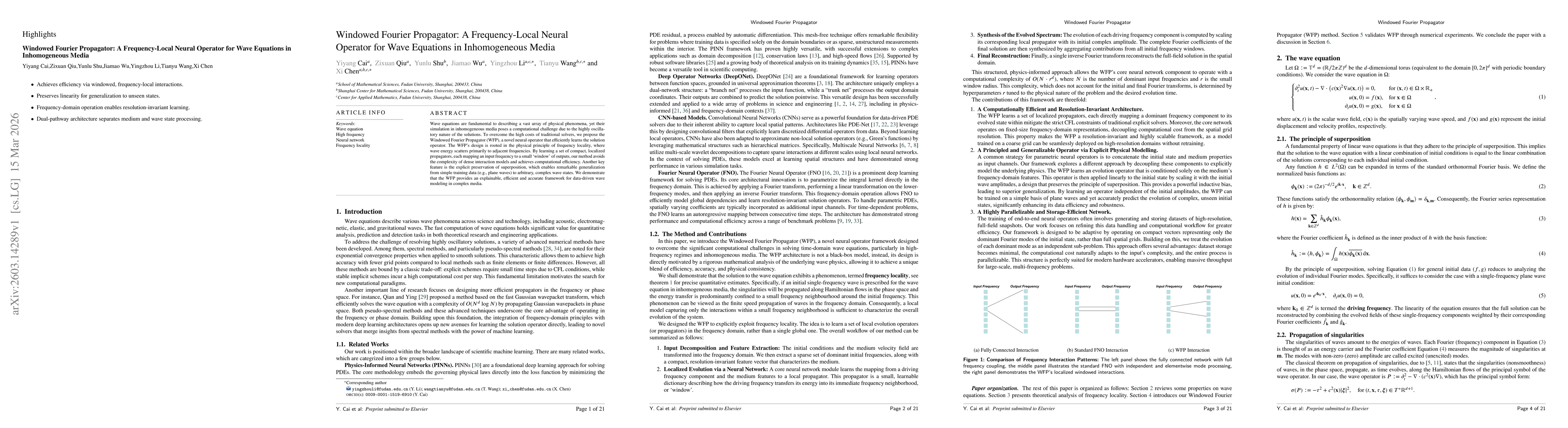 Thumbnail for Windowed Fourier Propagator: A Frequency-Local Neural Operator for Wave Equations in Inhomogeneous Media