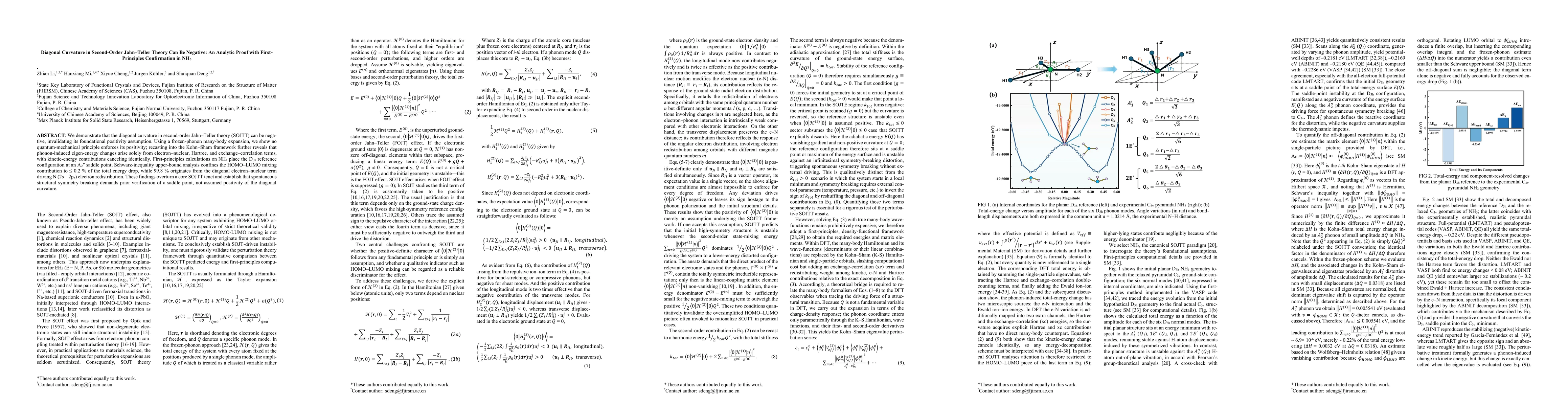 Thumbnail for Diagonal Curvature in Second Order Jahn Teller Theory Can Be Negative: An Analytic Proof with First-Principles Confirmation in NH3