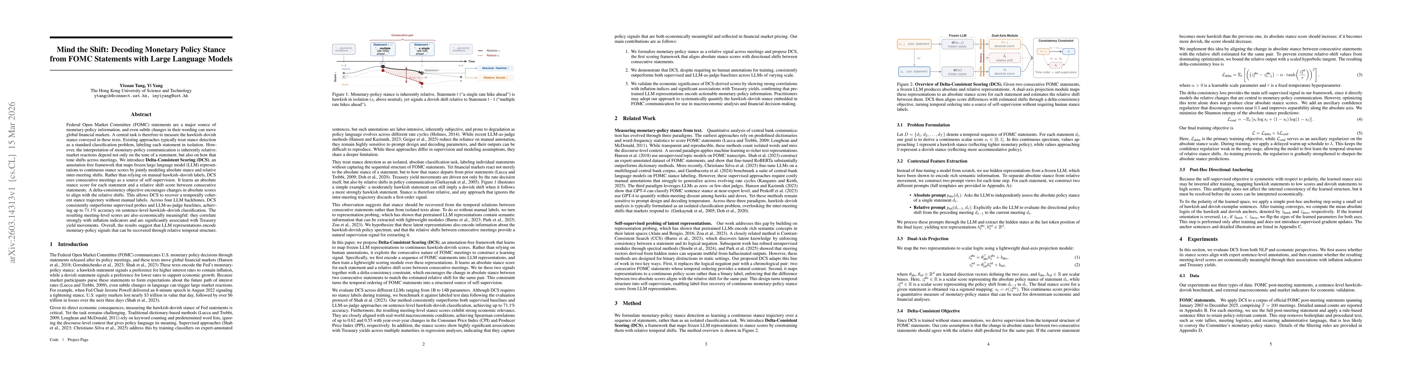 Thumbnail for Mind the Shift: Decoding Monetary Policy Stance from FOMC Statements with Large Language Models