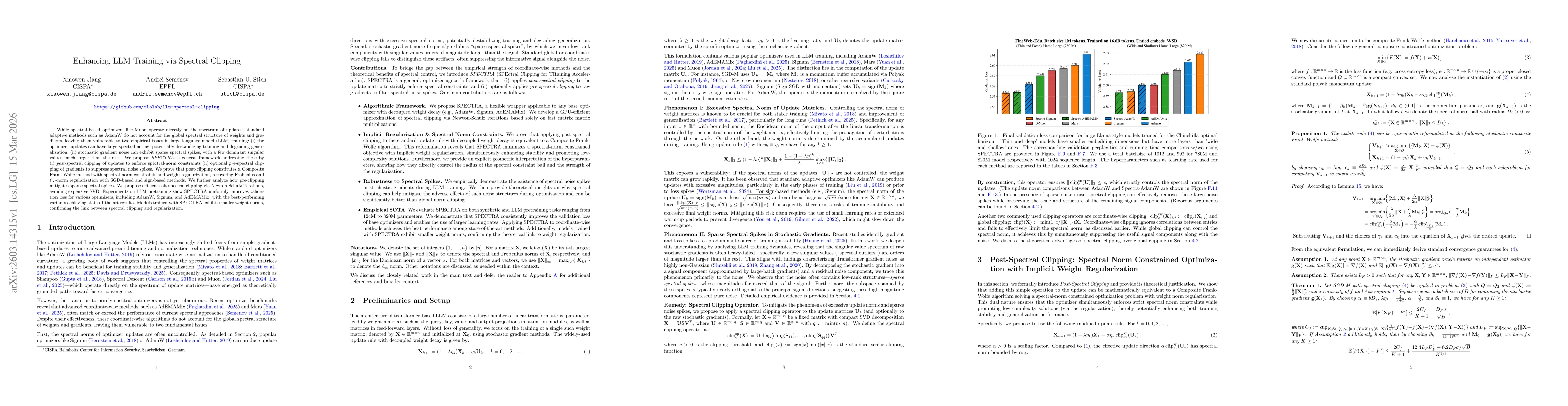 Thumbnail for Enhancing LLM Training via Spectral Clipping