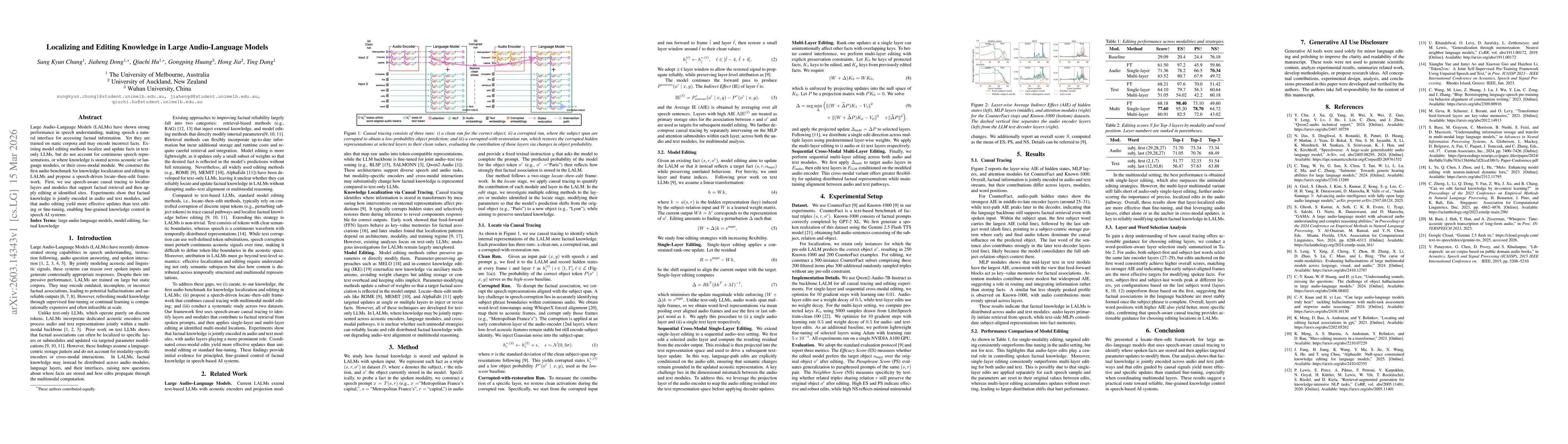 Thumbnail for Localizing and Editing Knowledge in Large Audio-Language Models