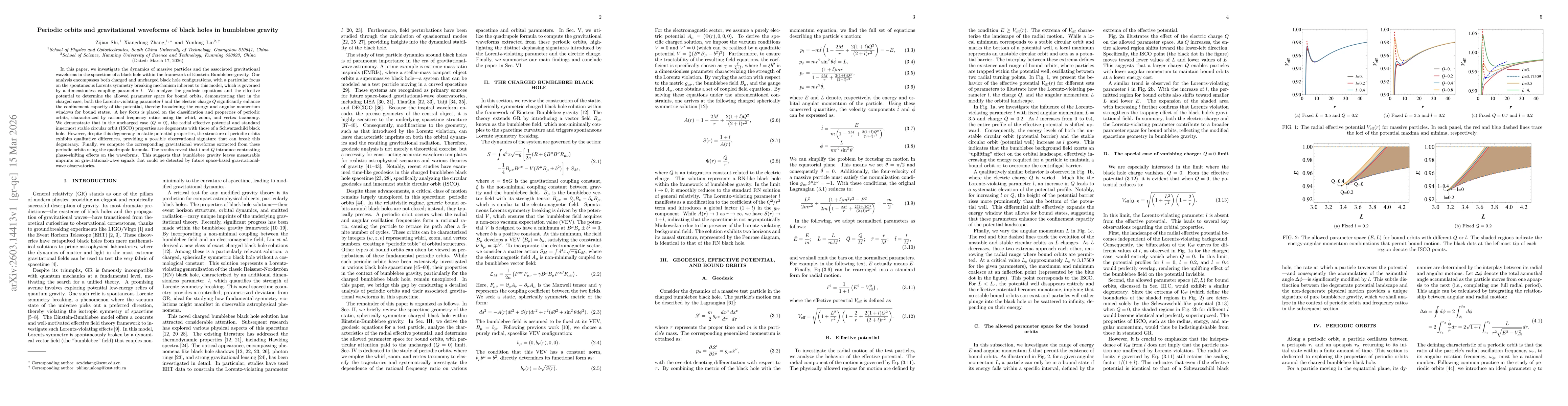 Thumbnail for Periodic orbits and gravitational waveforms of black holes in bumblebee gravity