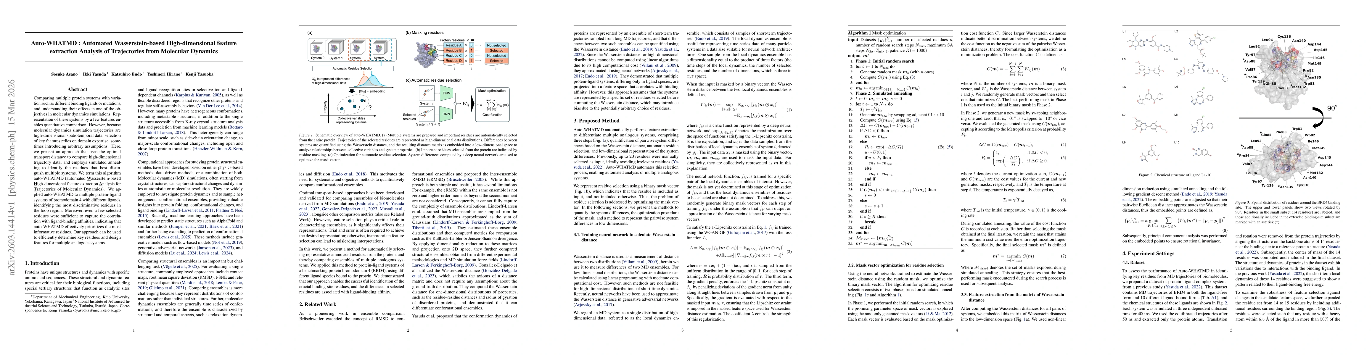 Thumbnail for Auto-WHATMD : Automated Wasserstein-based High-dimensional feature extraction Analysis of Trajectories from Molecular Dynamics