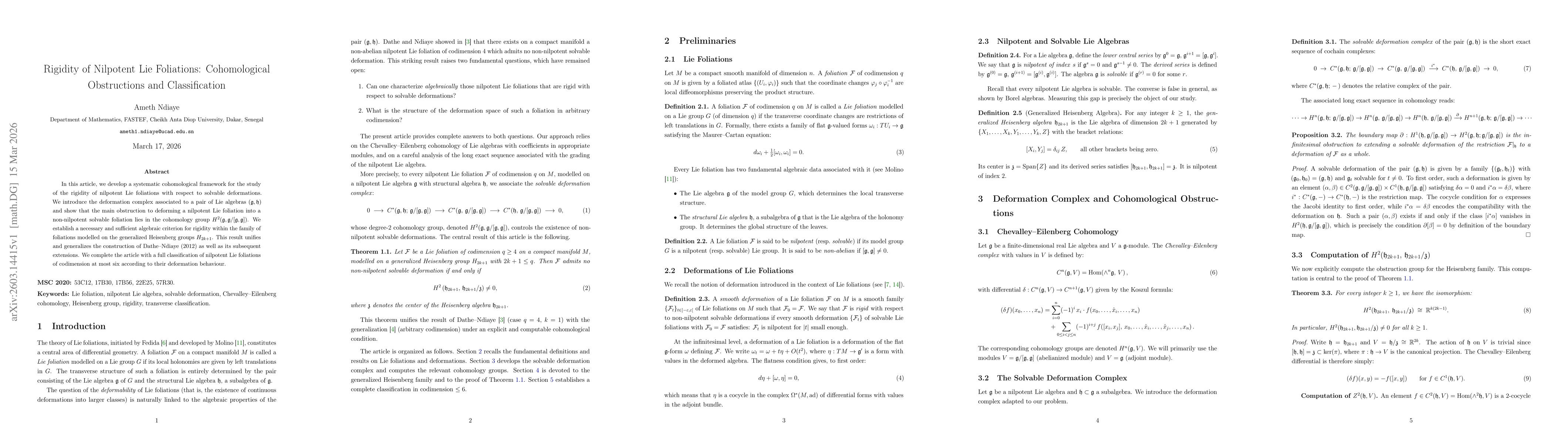 Thumbnail for Rigidity of Nilpotent Lie Foliations: Cohomological Obstructions and Classification
