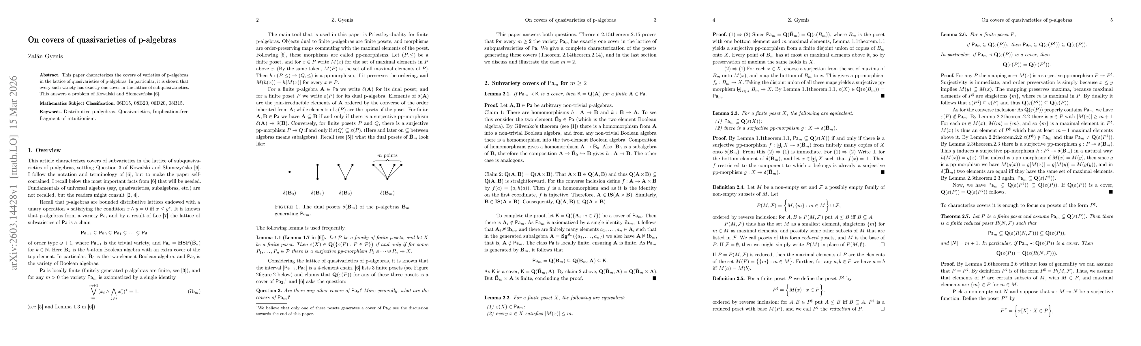Thumbnail for On covers of quasivarieties of p-algebras