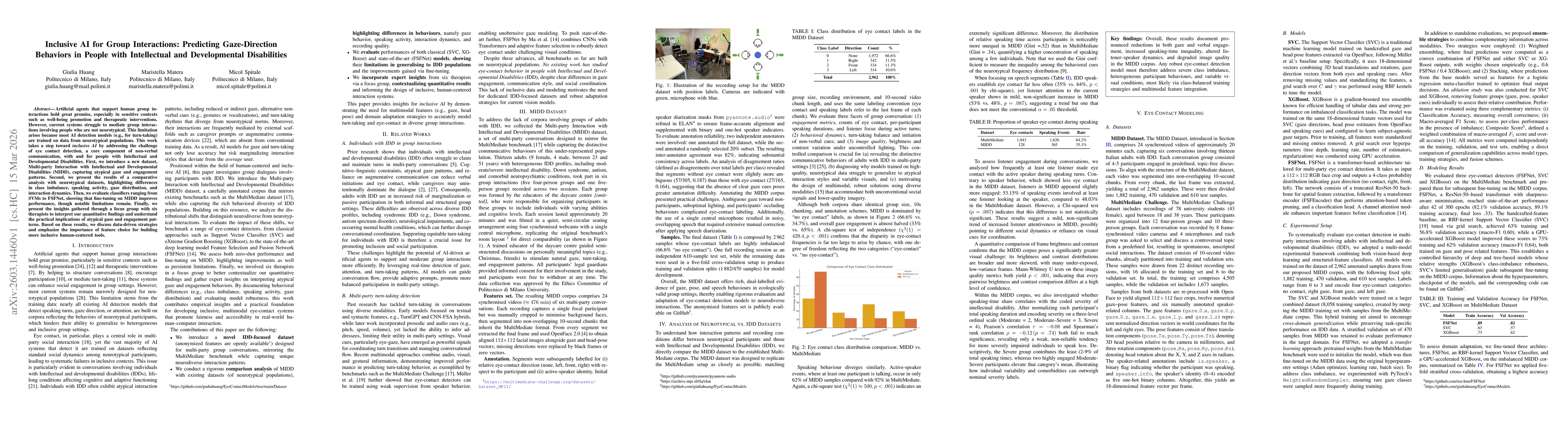 Thumbnail for Inclusive AI for Group Interactions: Predicting Gaze-Direction Behaviors in People with Intellectual and Developmental Disabilities