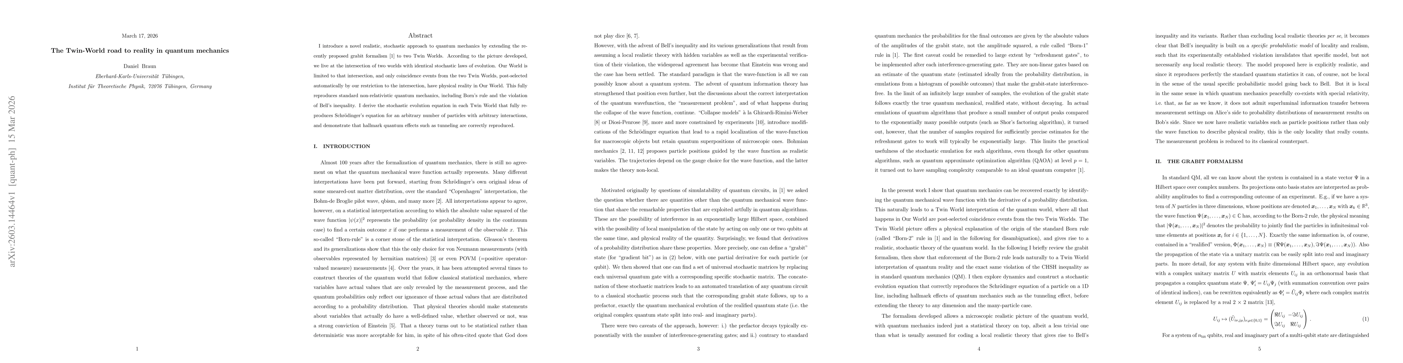 Thumbnail for The Twin-World road to reality in quantum mechanics