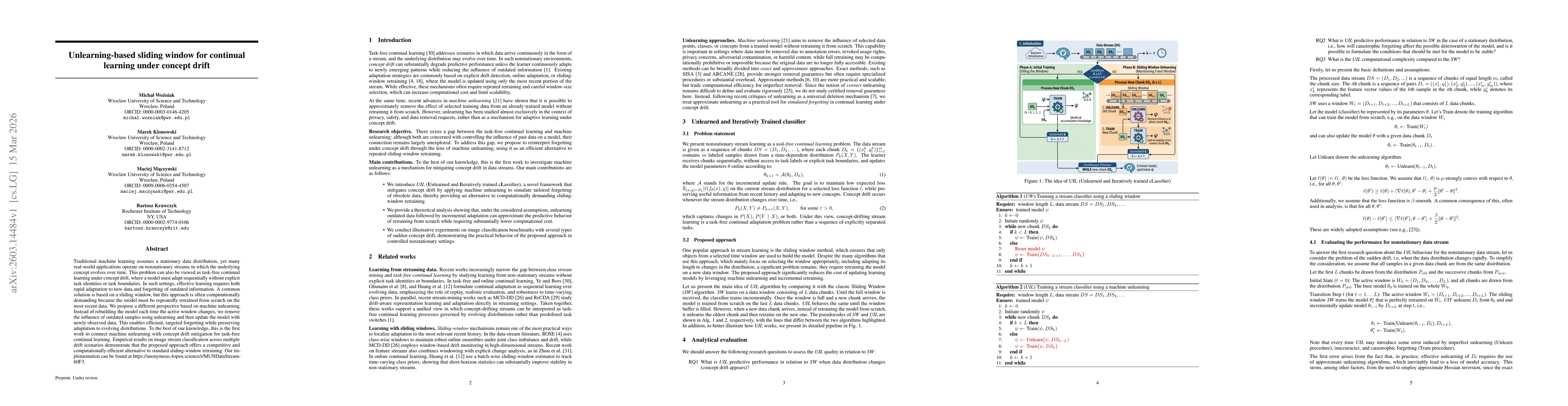 Thumbnail for Unlearning-based sliding window for continual learning under concept drift