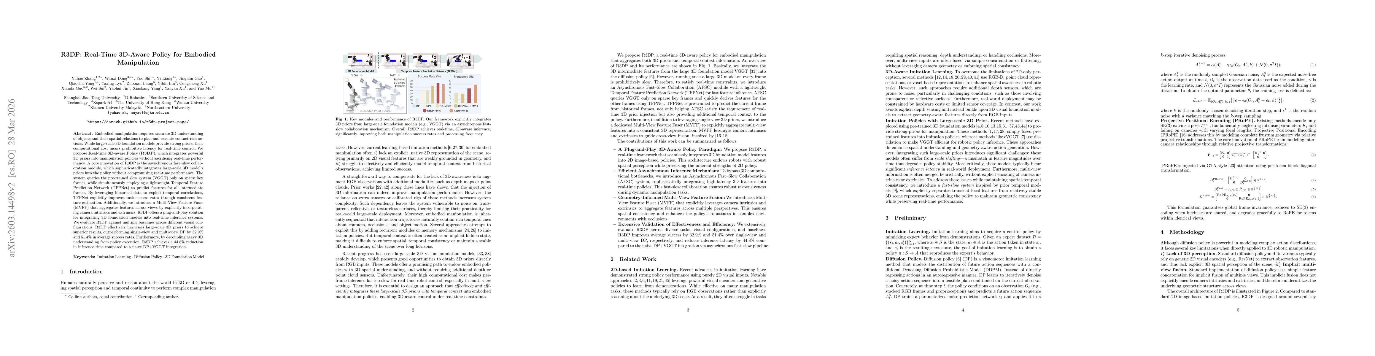 Thumbnail for R3DP: Real-Time 3D-Aware Policy for Embodied Manipulation
