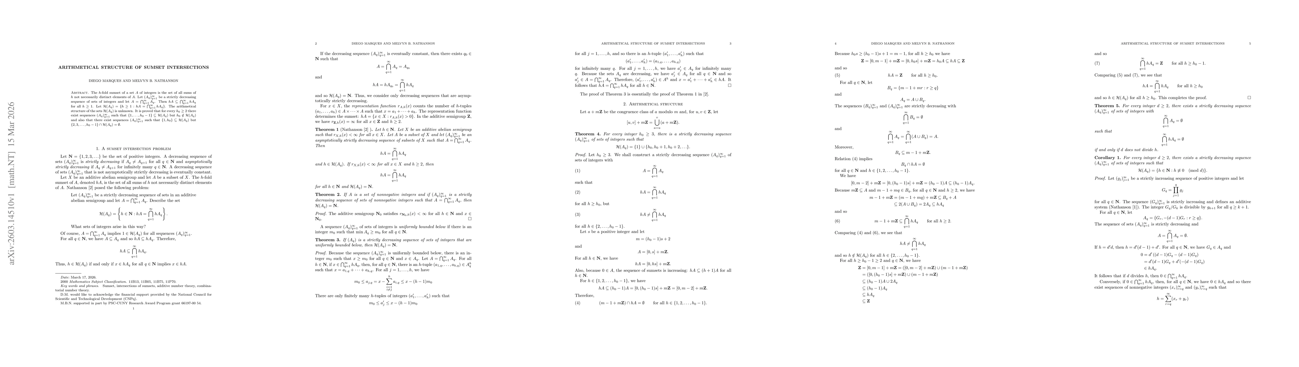 Thumbnail for Arithmetical structure of sumset intersections