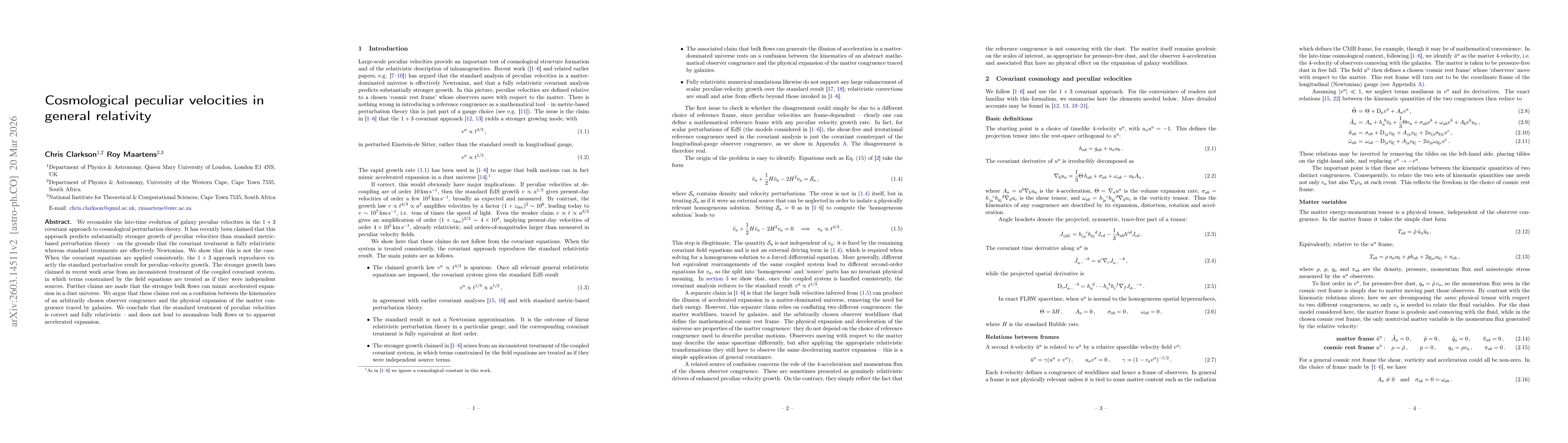 Thumbnail for Cosmological peculiar velocities in general relativity