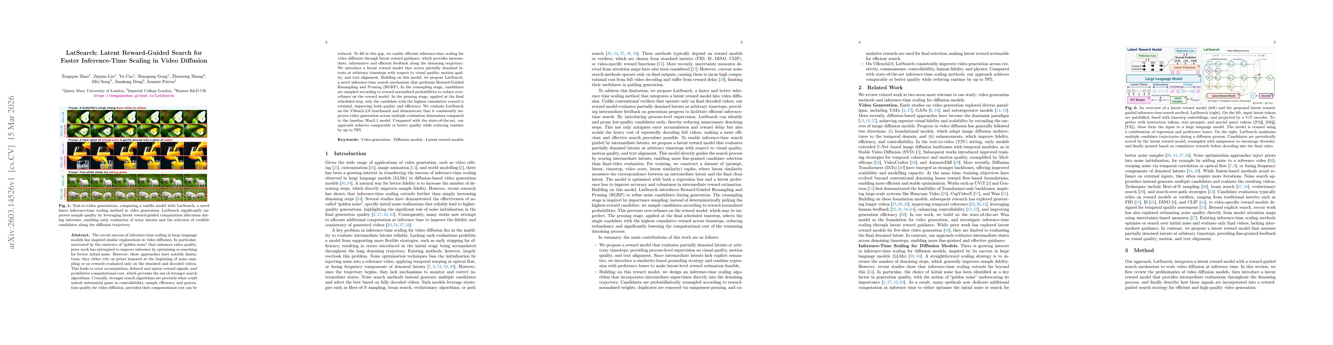 Thumbnail for LatSearch: Latent Reward-Guided Search for Faster Inference-Time Scaling in Video Diffusion