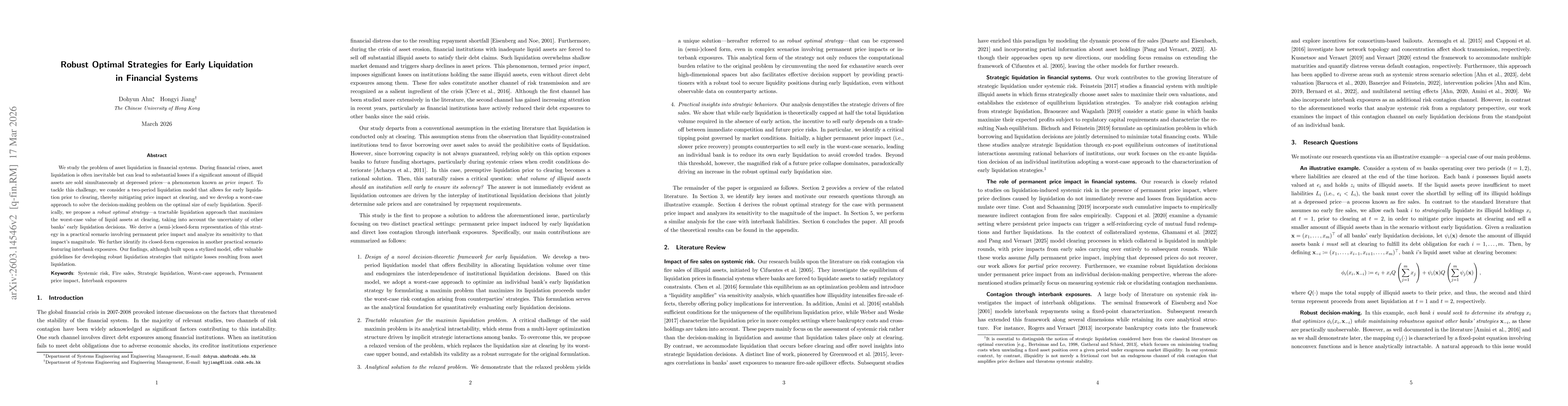 Thumbnail for Robust Optimal Strategies for Early Liquidation in Financial Systems