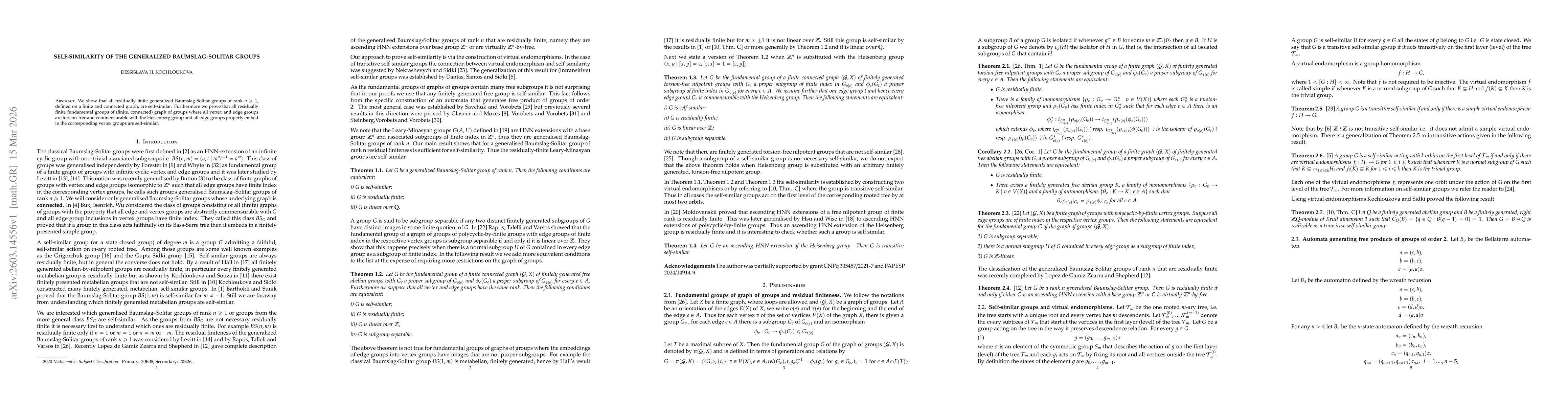 Thumbnail for Self-similarity of the generalized Baumslag-Solitar groups