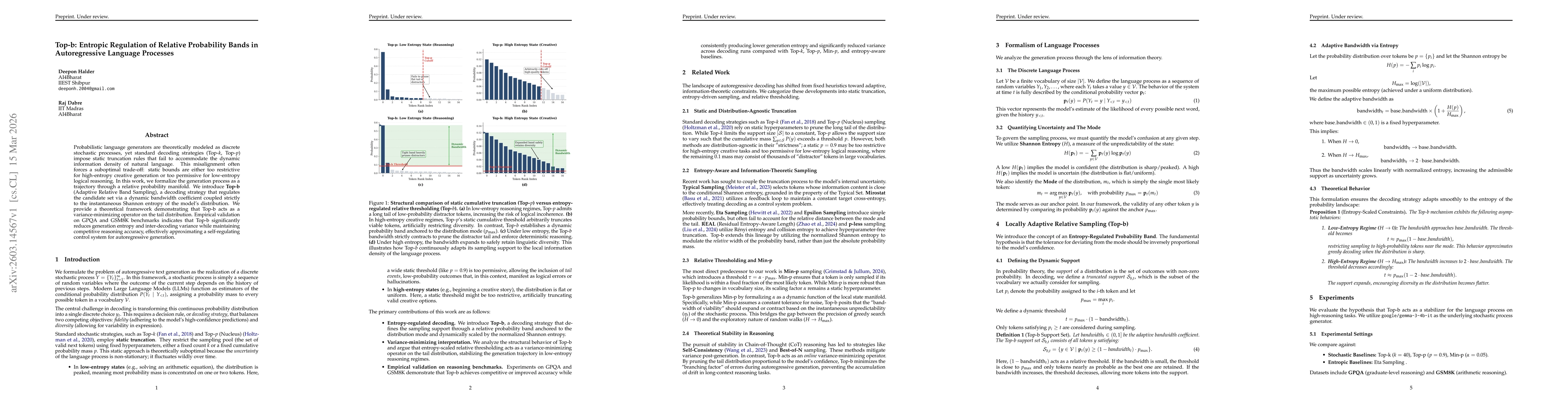 Thumbnail for Top-b: Entropic Regulation of Relative Probability Bands in Autoregressive Language Processes