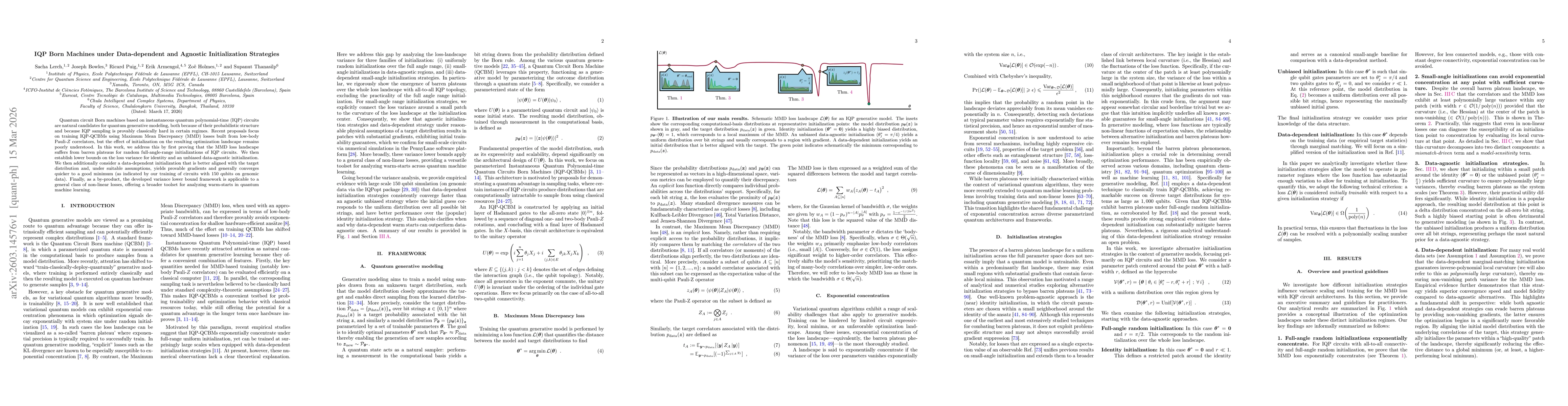 Thumbnail for IQP Born Machines under Data-dependent and Agnostic Initialization Strategies