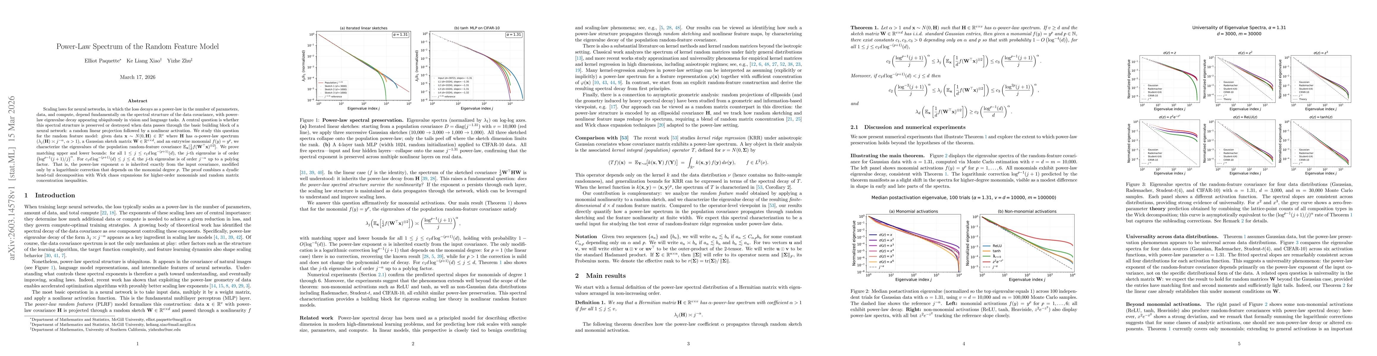 Thumbnail for Power-Law Spectrum of the Random Feature Model