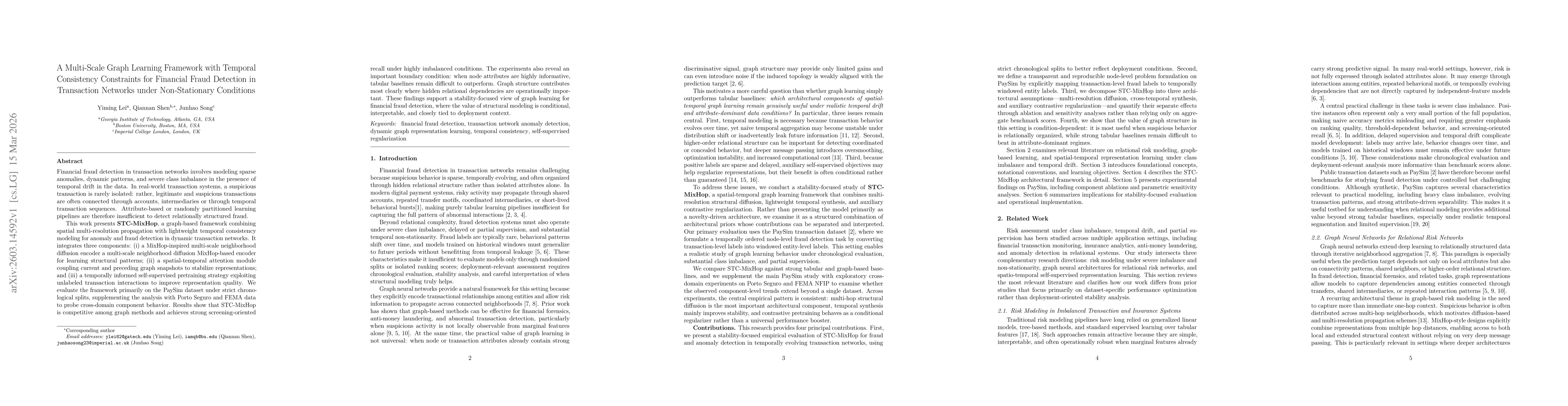 Thumbnail for A Multi-Scale Graph Learning Framework with Temporal Consistency Constraints for Financial Fraud Detection in Transaction Networks under Non-Stationary Conditions