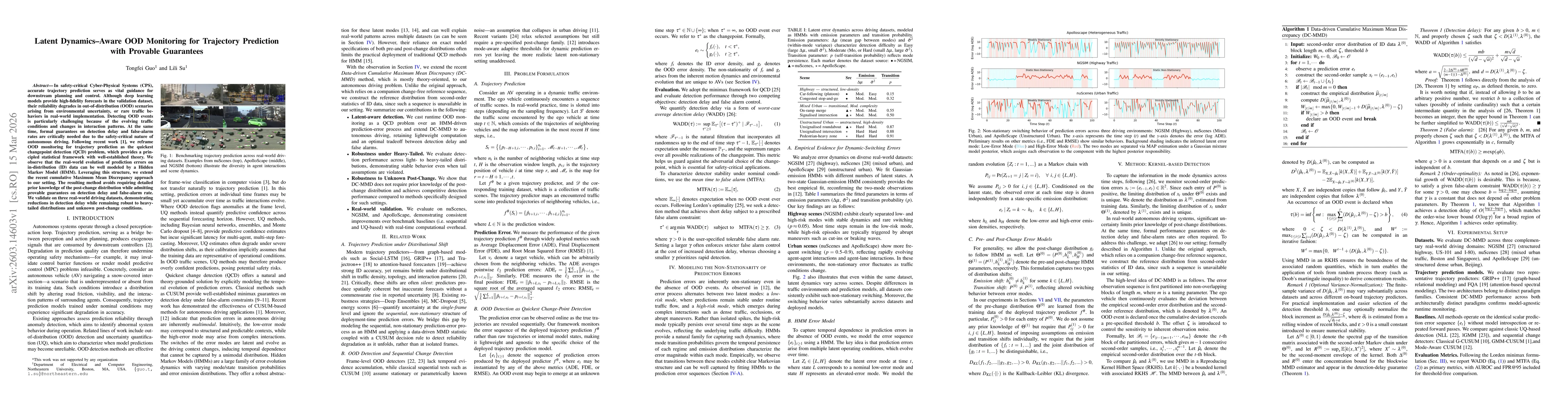Thumbnail for Latent Dynamics-Aware OOD Monitoring for Trajectory Prediction with Provable Guarantees