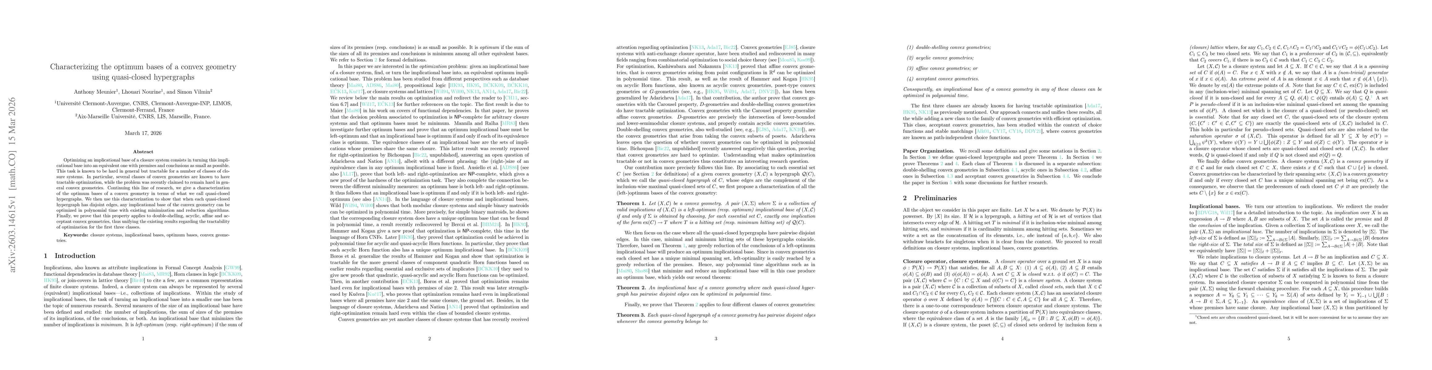 Thumbnail for Characterizing the optimum bases of a convex geometry using quasi-closed hypergraphs
