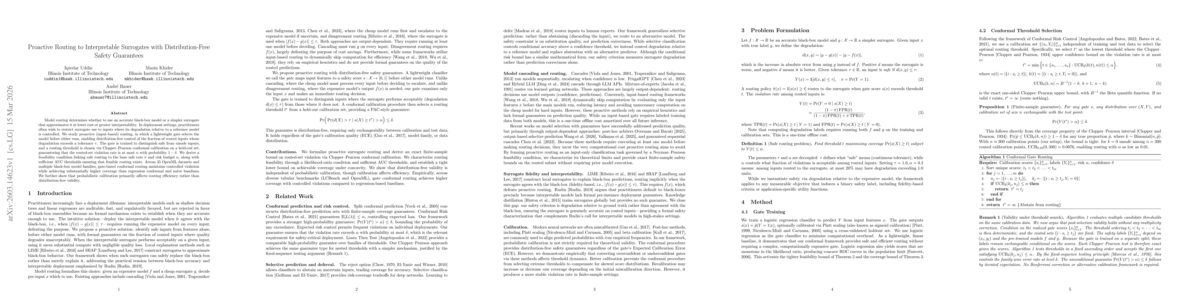 Thumbnail for Proactive Routing to Interpretable Surrogates with Distribution-Free Safety Guarantees