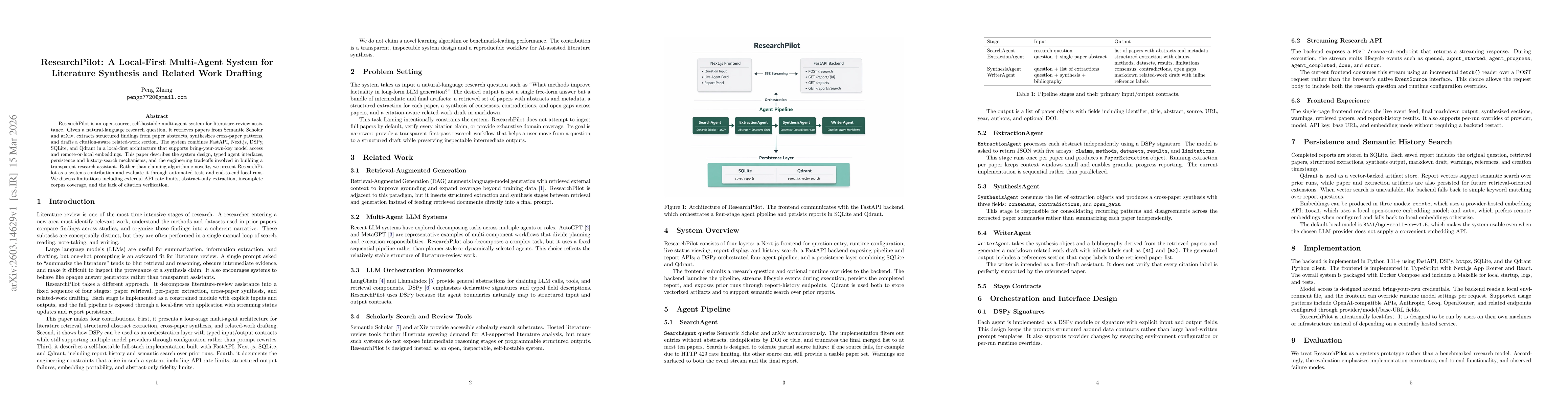 Thumbnail for ResearchPilot: A Local-First Multi-Agent System for Literature Synthesis and Related Work Drafting