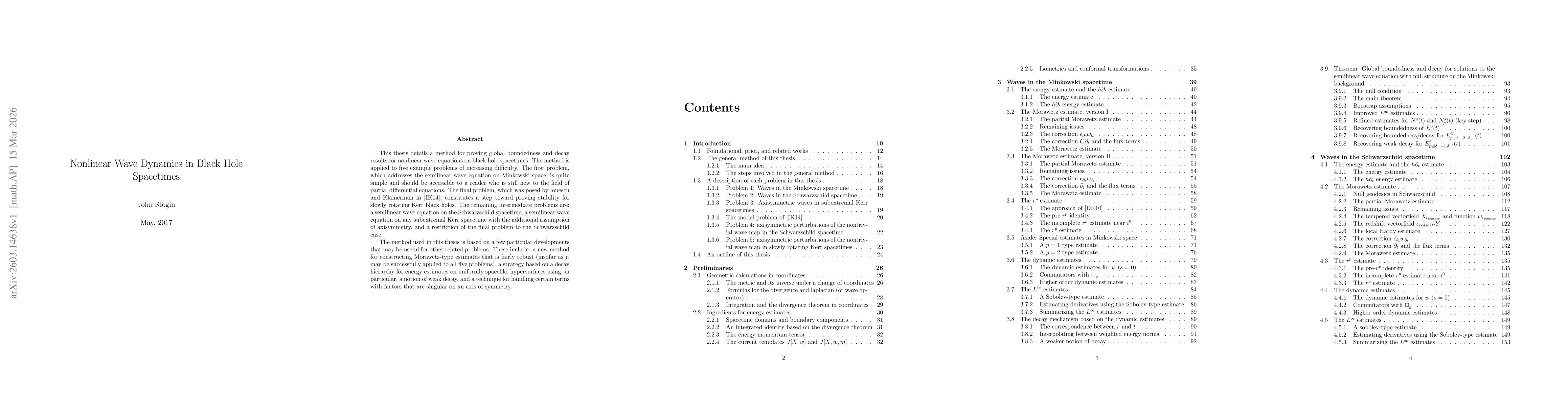 Thumbnail for Nonlinear Wave Dynamics in Black Hole Spacetimes