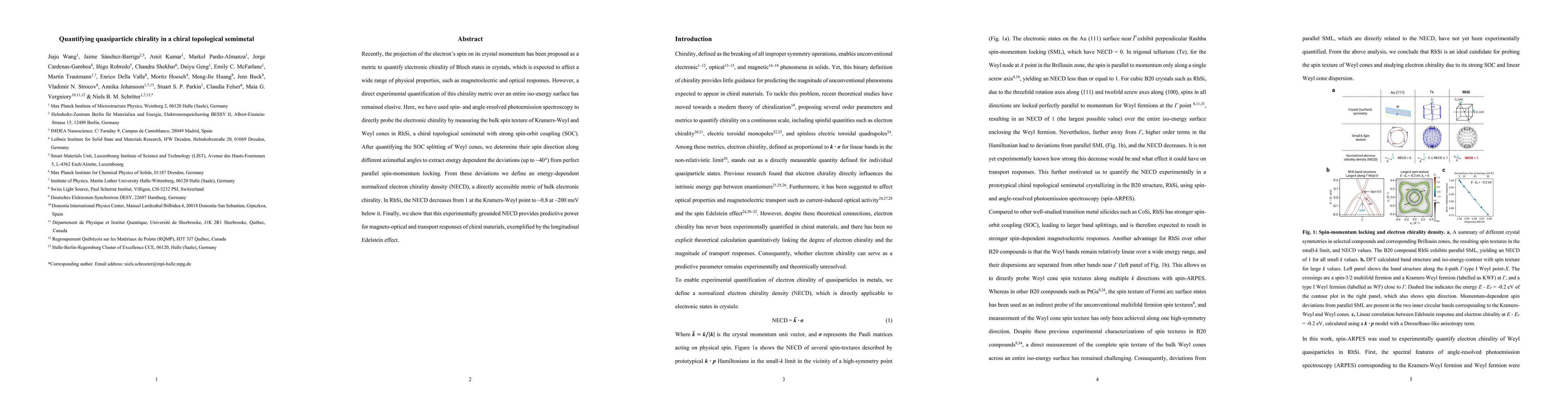Thumbnail for Quantifying quasiparticle chirality in a chiral topological semimetal