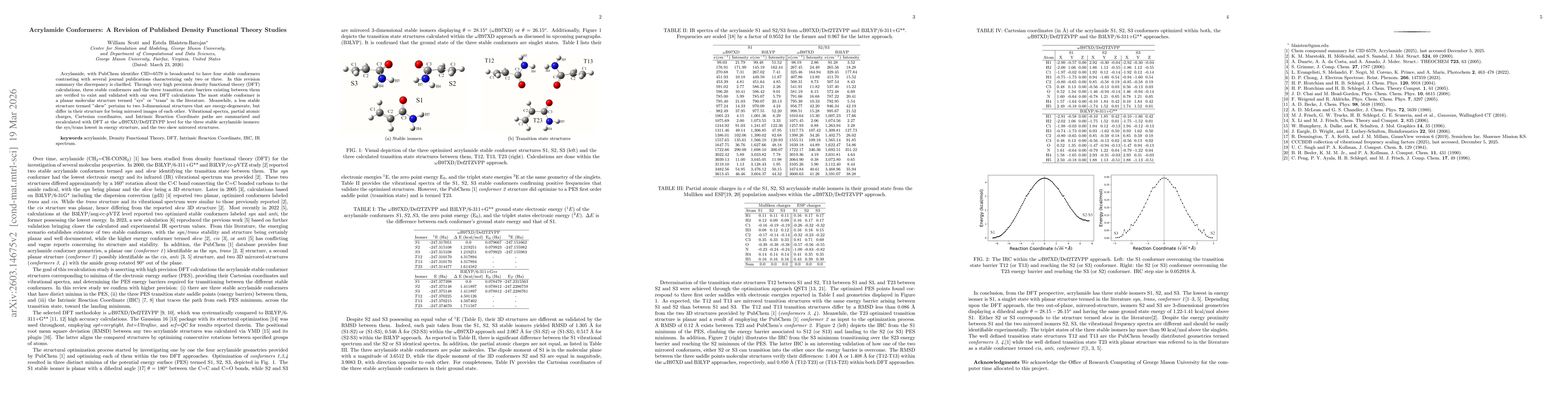 Thumbnail for Acrylamide Conformers: A Revision of Published Density Functional Theory Studies