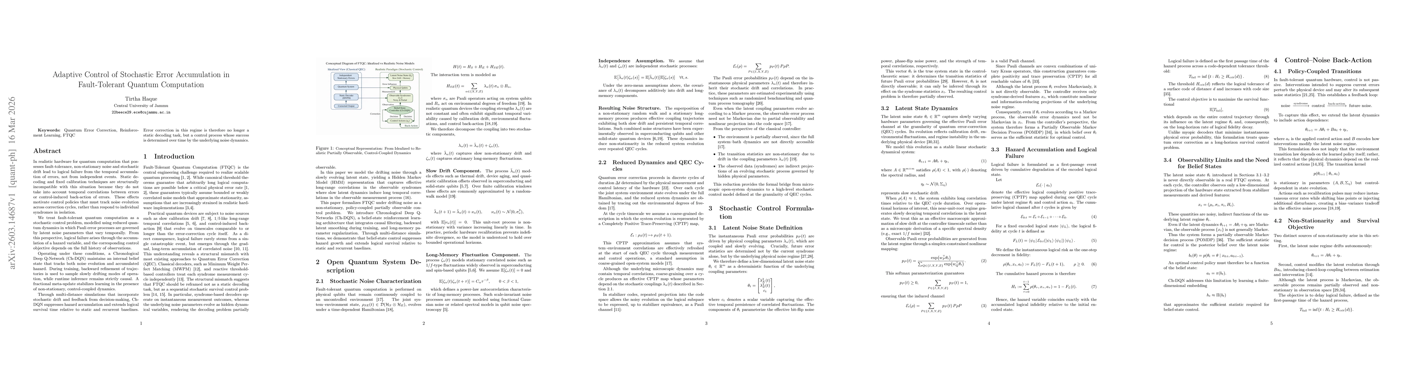 Thumbnail for Adaptive Control of Stochastic Error Accumulation in Fault-Tolerant Quantum Computation