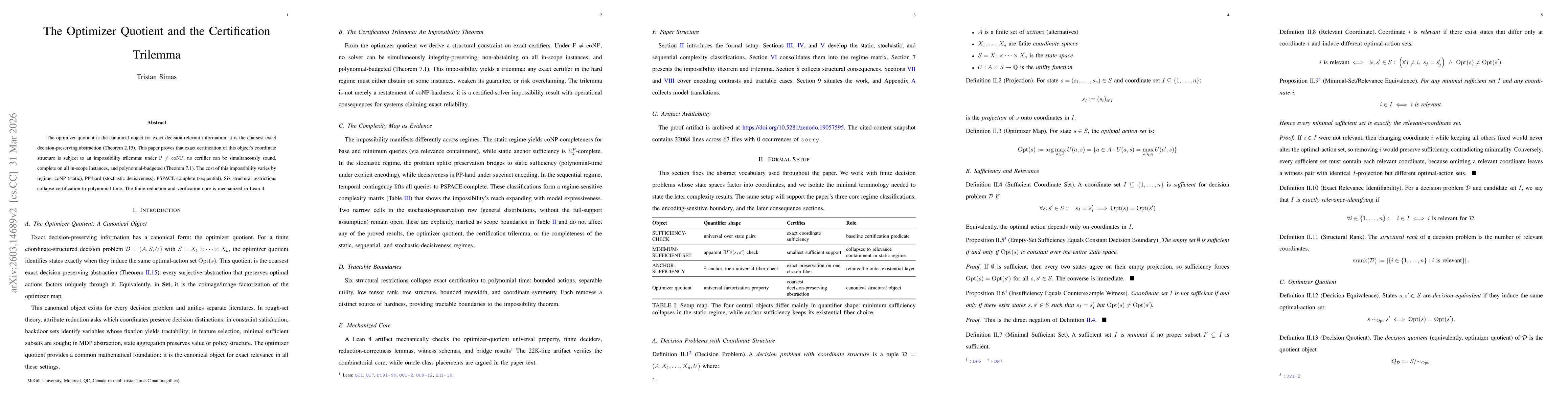 Thumbnail for Decision Quotient: A Regime-Sensitive Complexity Theory of Exact Relevance Certification